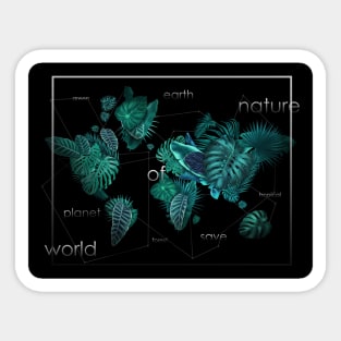 world map leaves Sticker